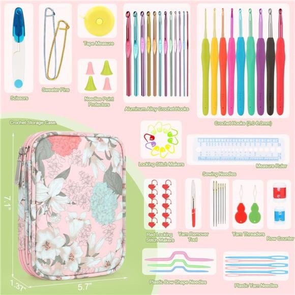 Crochet Hooks Set with Crochet Case, 73-Piece Crochet Hooks Kit Knitting - Picture 3 of 7